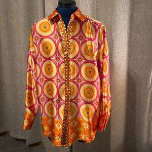 House of Harlow 1960 Pink and Orange Patterned Shirt